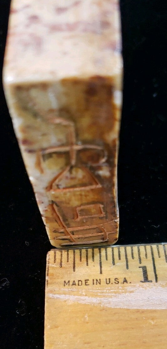 Antique Vintage Chinese Carved Soapstone Seal Foo Dog Inscription 20th Century