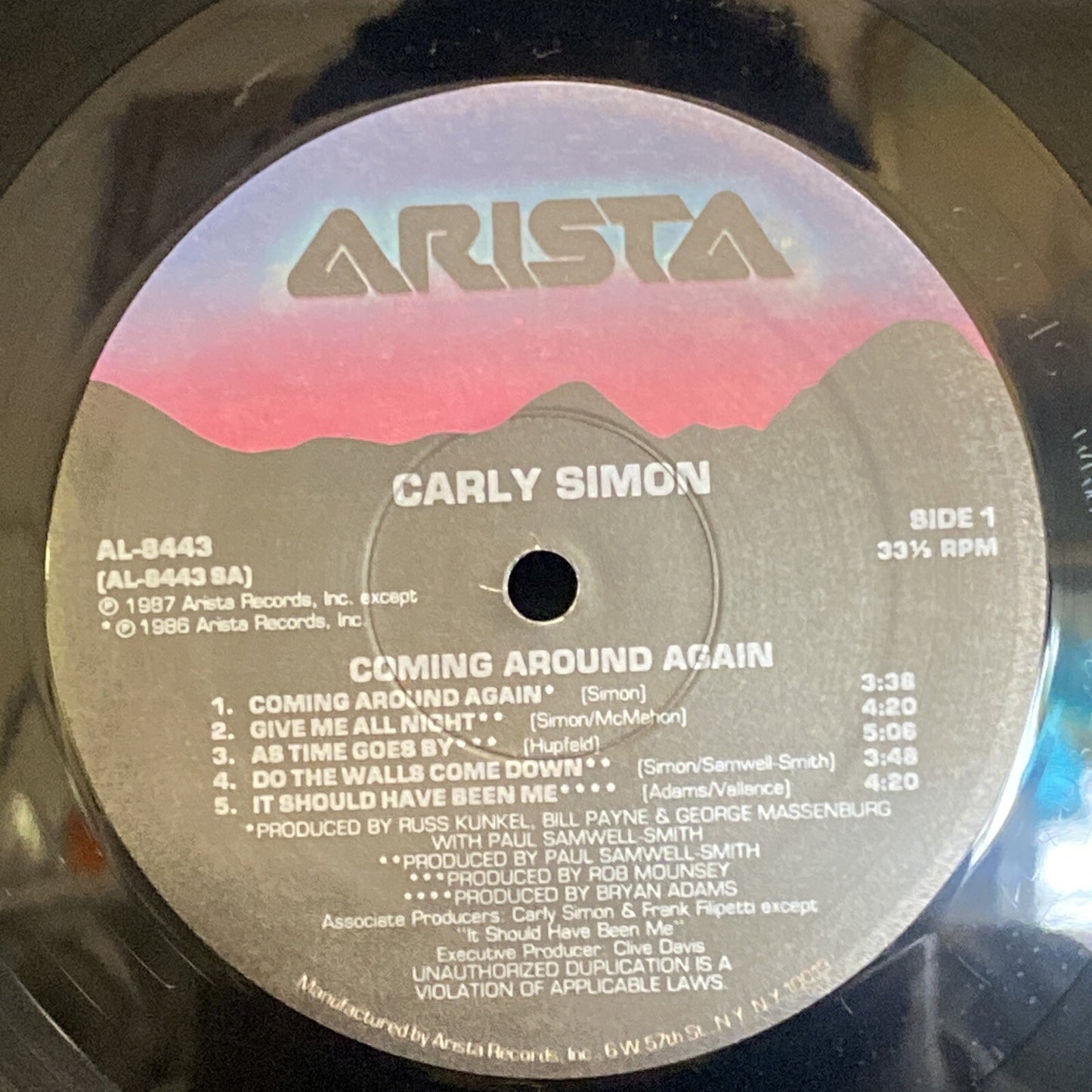 STAMPED PROMO Carly Simon Coming Around Again AL-8443 NM/VG+