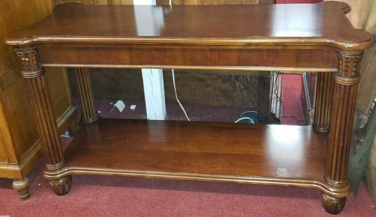 Mahogany Tiered Console Entryway Sofa Couch Table Fluted Columns