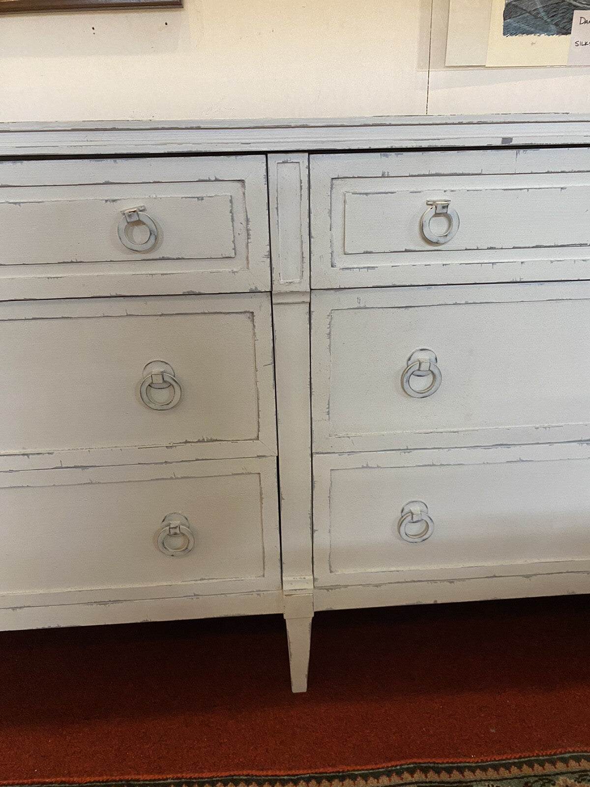 White Painted Louis XVI Style Polychromed Dresser Sideboard Chest
