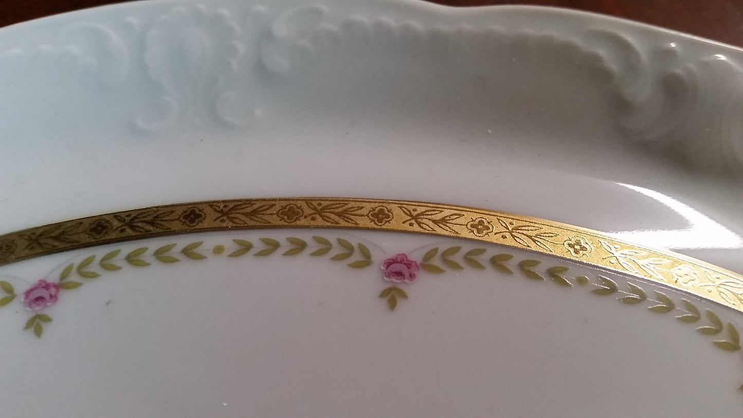 Vintage Mitterteich 12 1/4"  Round Serving Platter Plate  White w Gold Germany