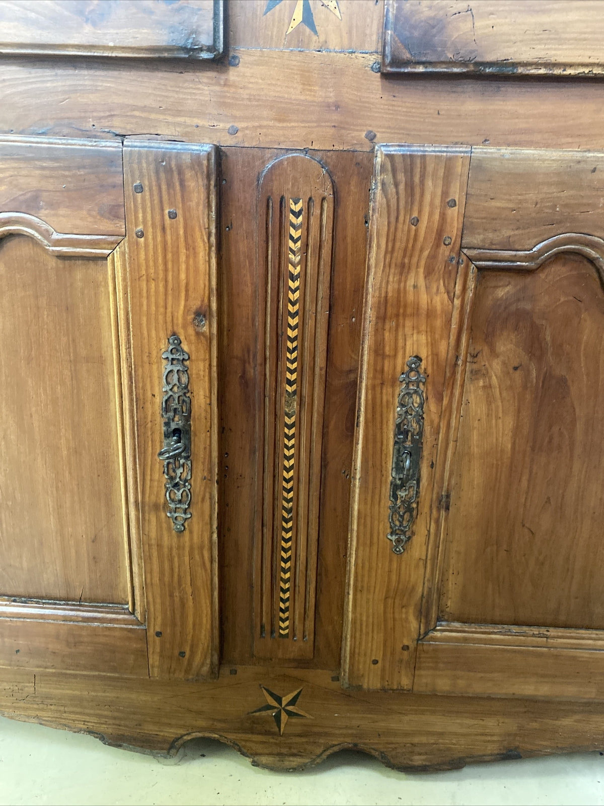 French Provincial Louis XV Inlaid Cherry Chest Commode Sideboard, 19th c. A11