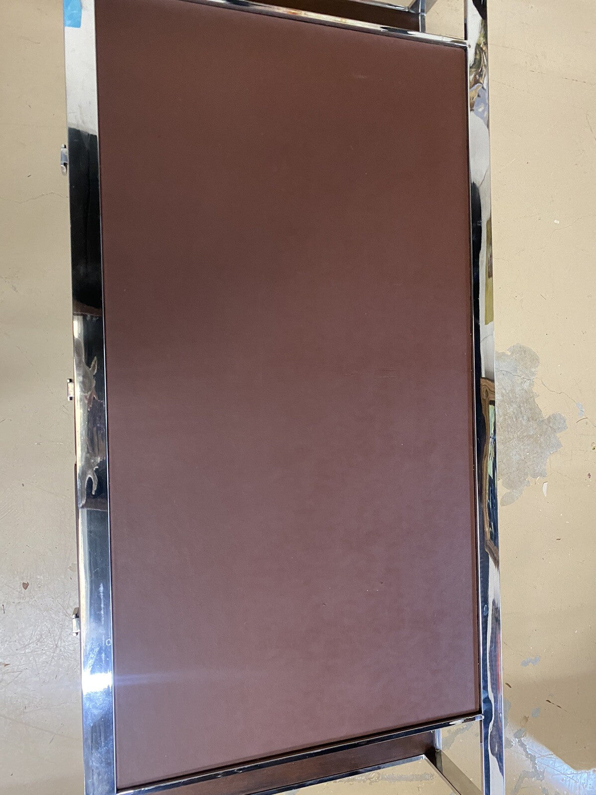 FRENCH MODERN CHROME & LEATHER COFFEE TABLE