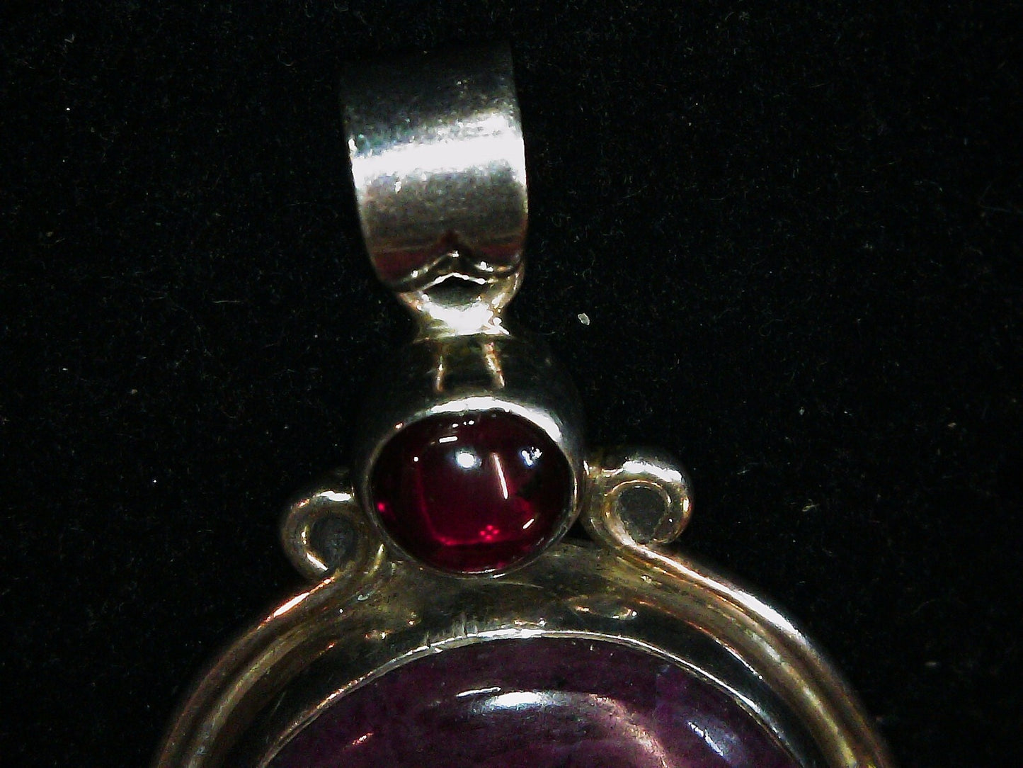 925 Sterling Silver Large Ruby Zoisite & Garnet Gemstone Pendant 20.6g