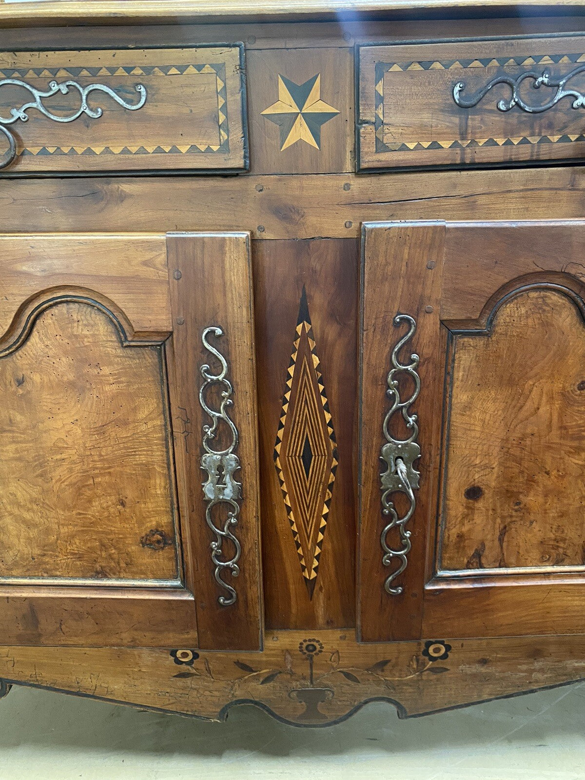 Antique 19th C Inlaid French Burled Walnut Louis XV Commode Cabinet Chest