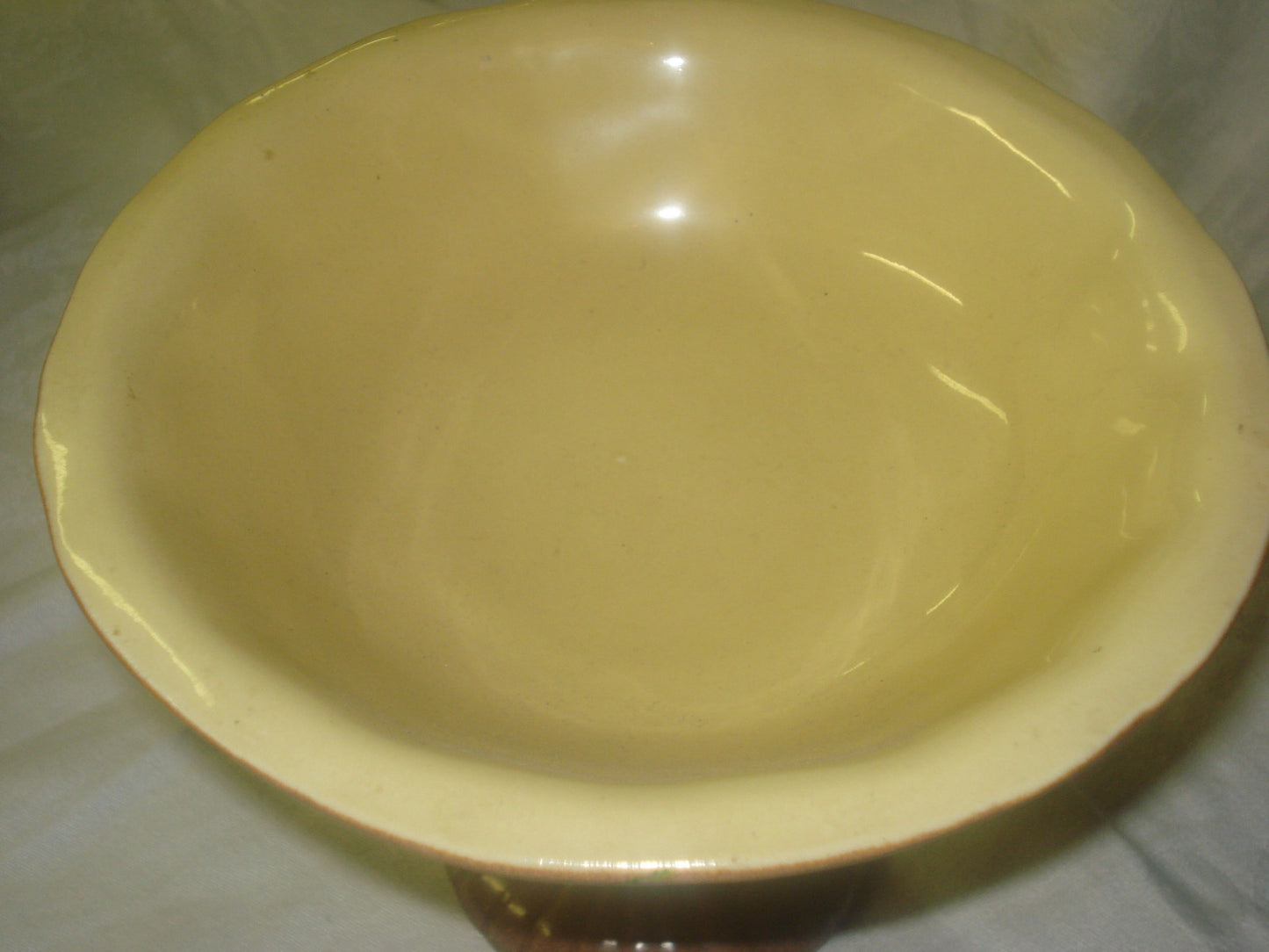 Red Wing Pottery Footed Compote 6.5 inches M5008 Yellow Bowl Brown Pedestal