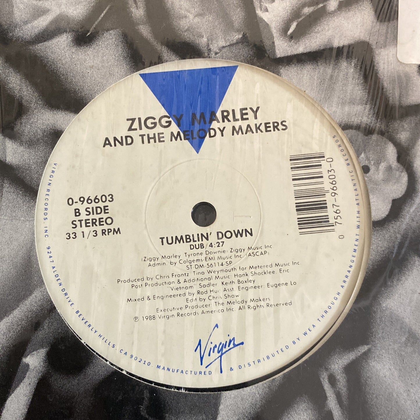 ZIGGY MARLEY 12" Tumblin' Down Virgin 0-96603 Shrink Hype Sticker - EX/VG+