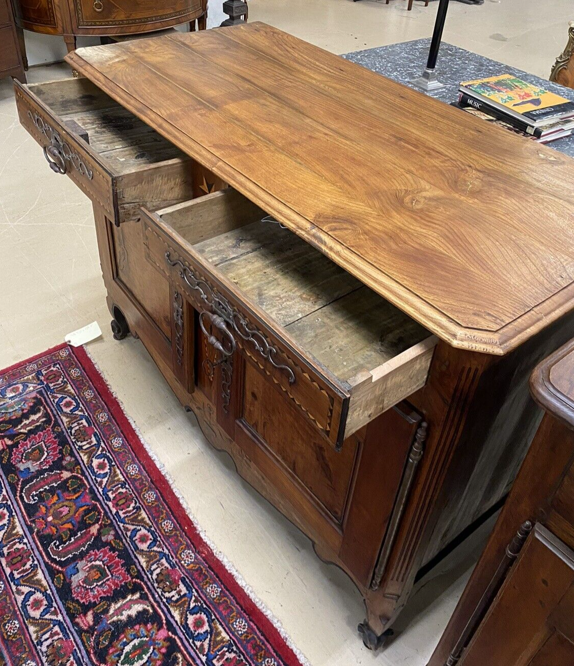 Antique 19th C Inlaid French Burled Walnut Louis XV Commode Cabinet Chest