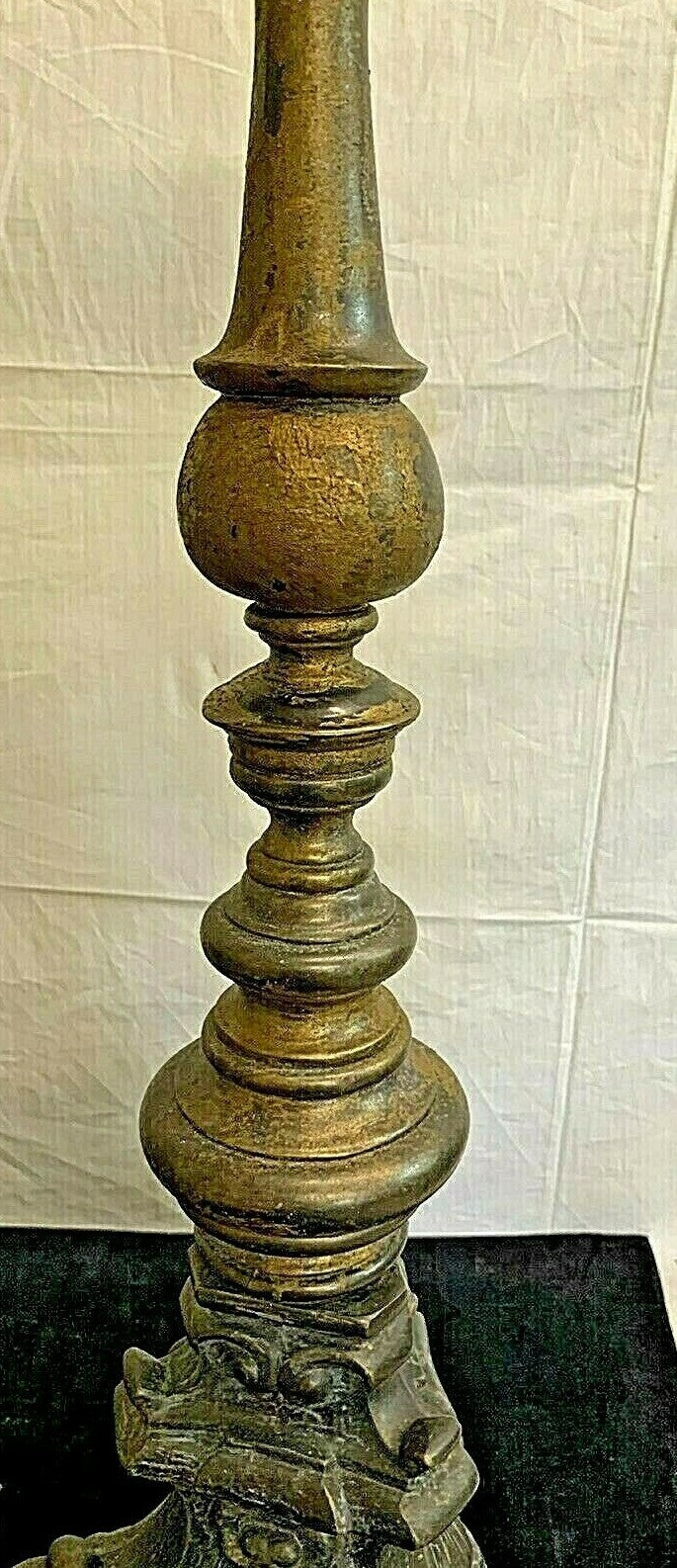 Vtg Brass Bronze Large H 26"Candlesticks Decorative Altar Sticks 12 lbs each
