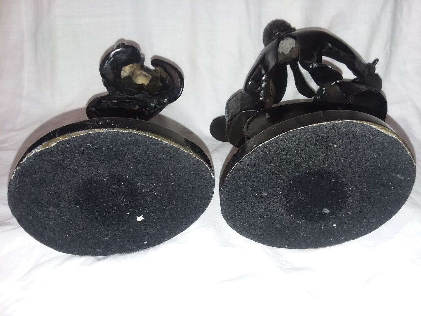 Pair African American Jazz Player Musician Bronze on Marble Base