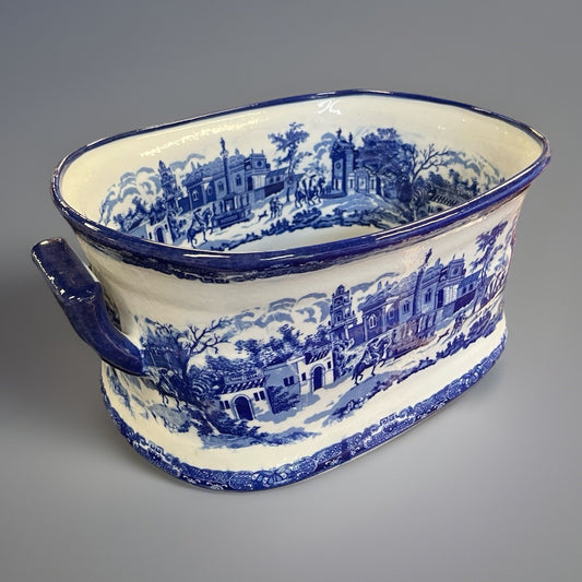 Victoria Ware Ironstone Chinoiserie Blue & White Porcelain Foot Bath 18" PB3
