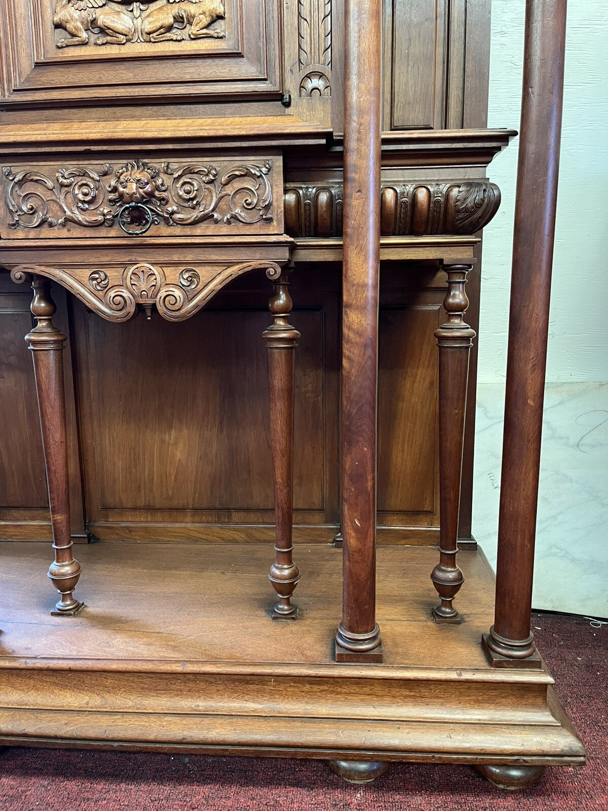 ANTIQUE FRENCH WALNUT WINE OR LIQUOR CABINET 58"H x46"W CREDENCE CHEST