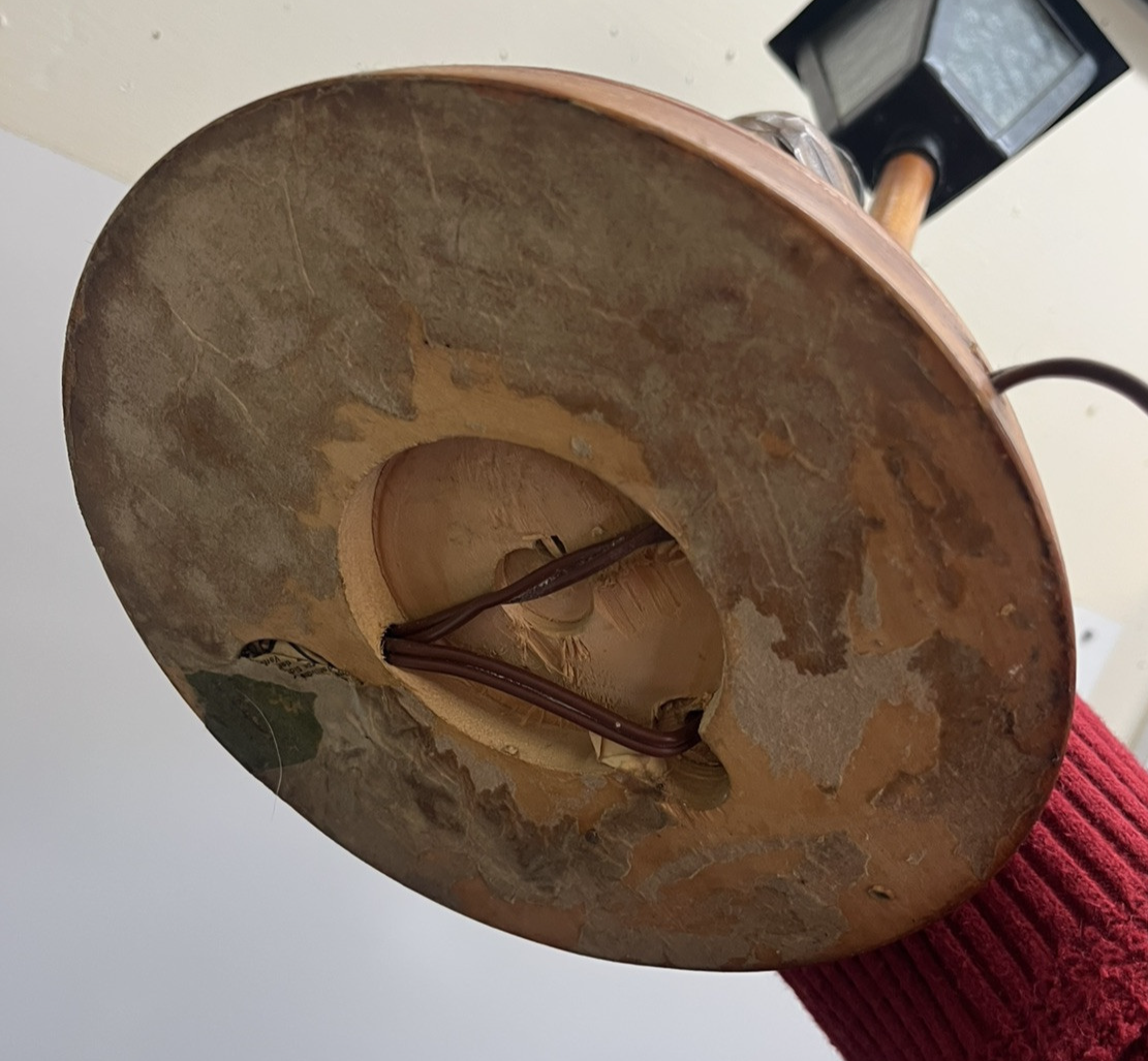 Solid Wood Carved German Table Lamp Karl Griesbaum Hobo Drunk Street