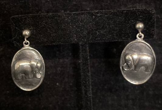Sterling Silver 925 Dangle Drop University of Alabama Elephant Earrings 6.3g