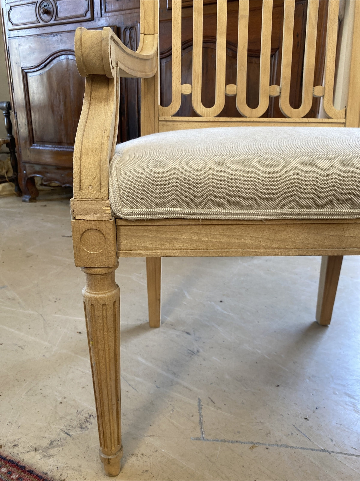 Pair of Gustavian Style Bleached White Oak Swedish Benches 34"h x 56"w