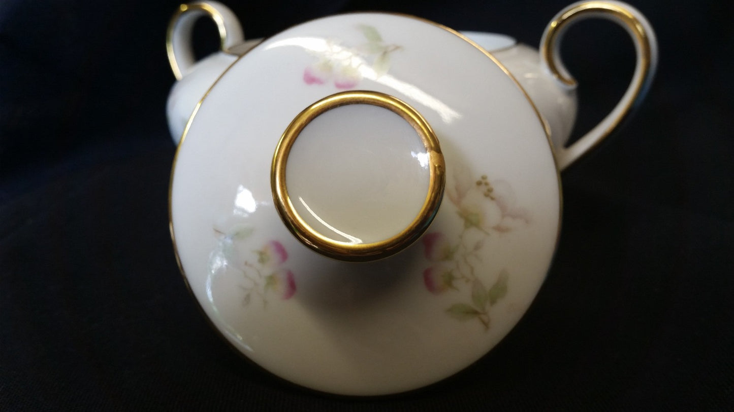 TIRSCHENREUTH china APPLE BLOSSOM 246 white SUGAR BOWL with LID 2-1/2"