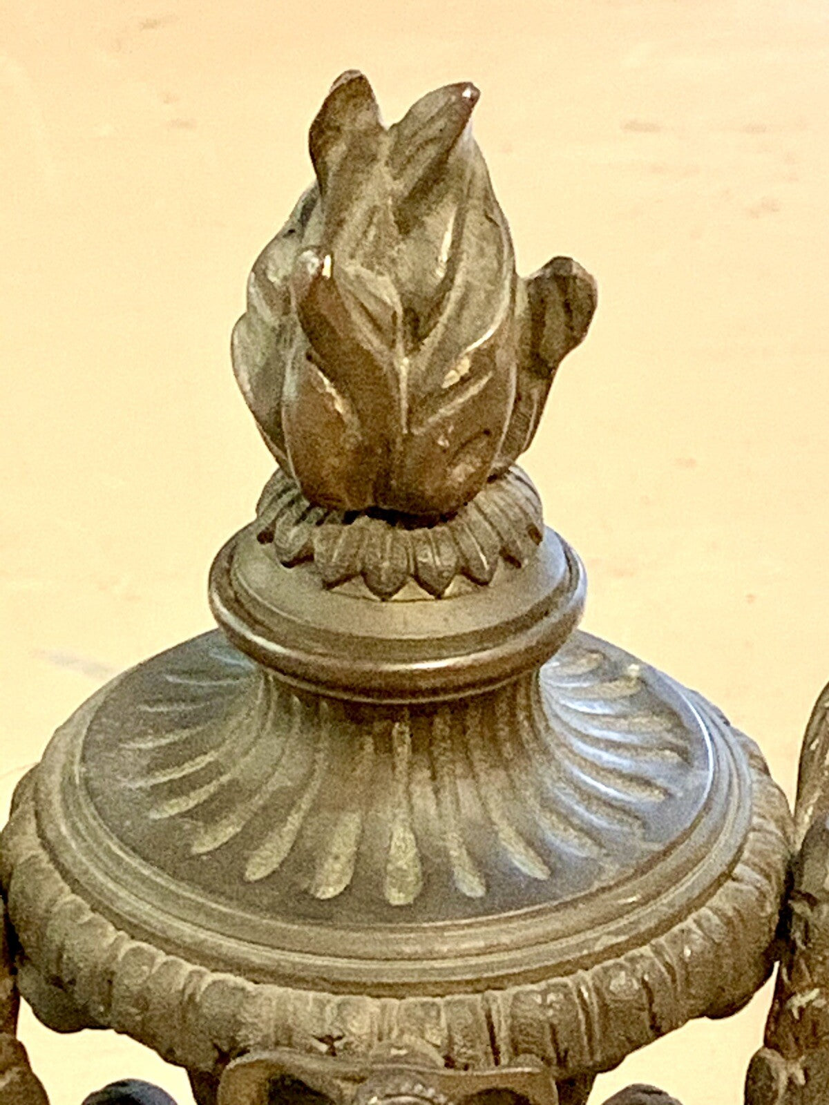 Pair Antique French Bronze Louis XVI Style Chenets Andirons Fireplace Fire Dogs