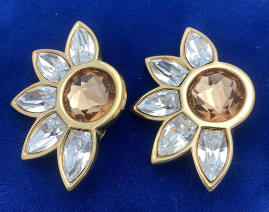 SWAROVSKI Crystal SAL Signed Gorgeous Vintage Clip Earrings