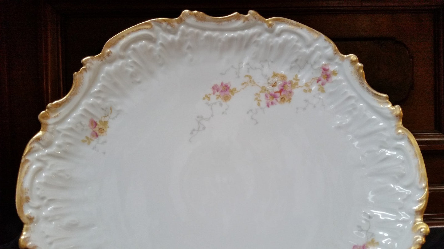 Antique Limoges Elite Serving Salad Pudding Bowl w Under plate 11.5" Rd Platter
