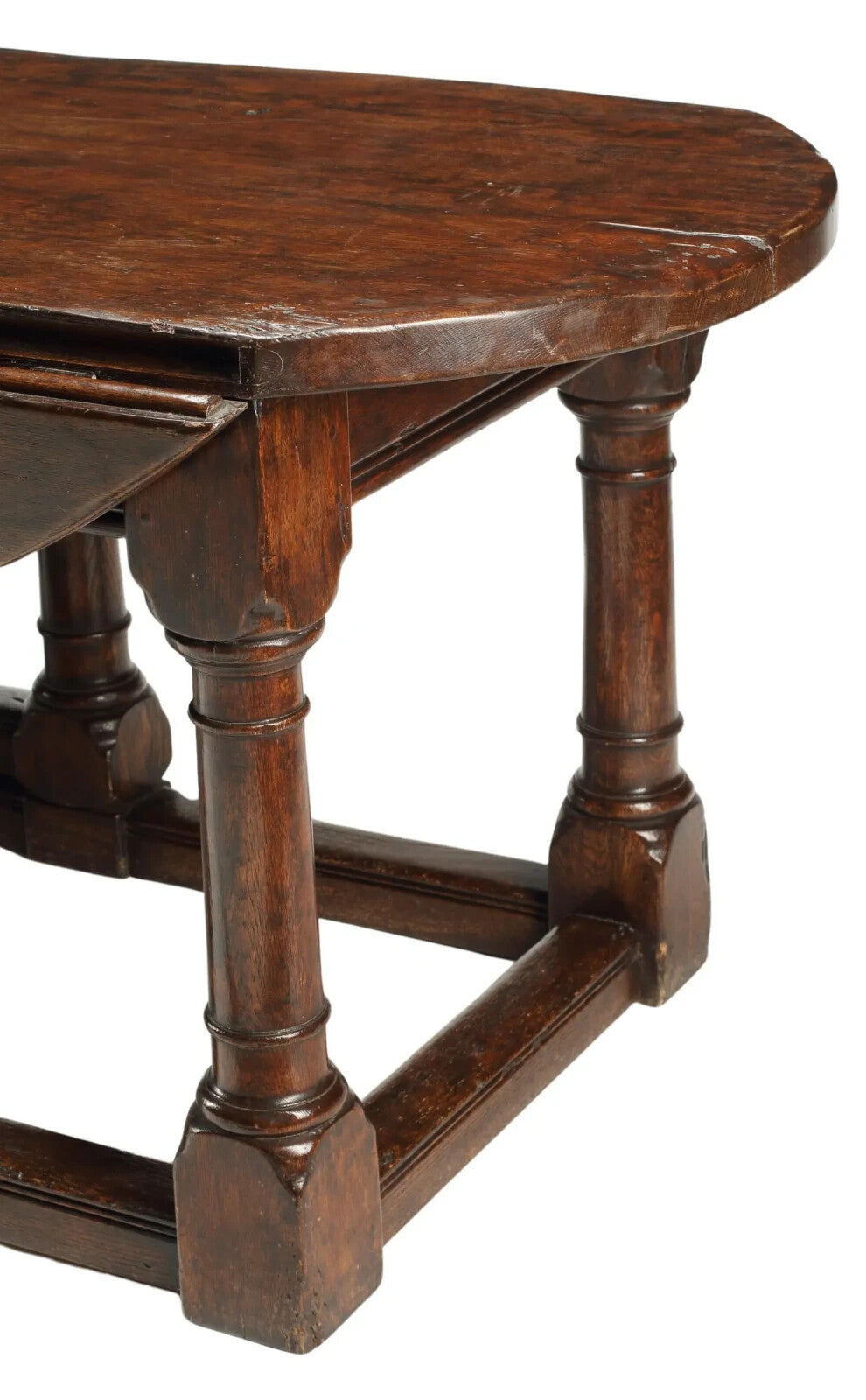 ANTIQUE 19th CENTURY ENGLISH OAK OVAL GATE LEG DROP LEAF DINING TABLE