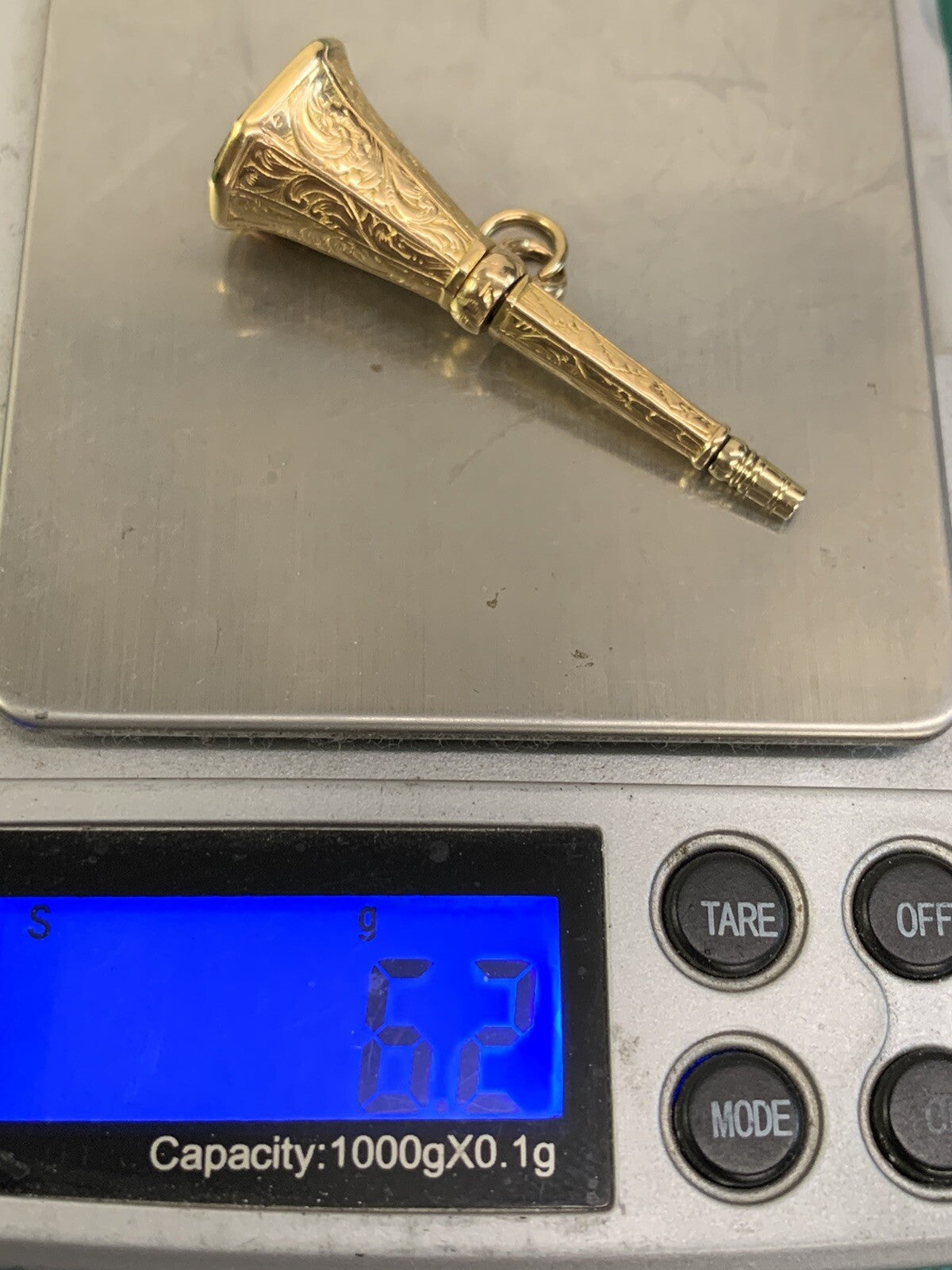 Antique Victorian Bloodstone Watch Key  Yellow Gold Beautiful Chasing Work