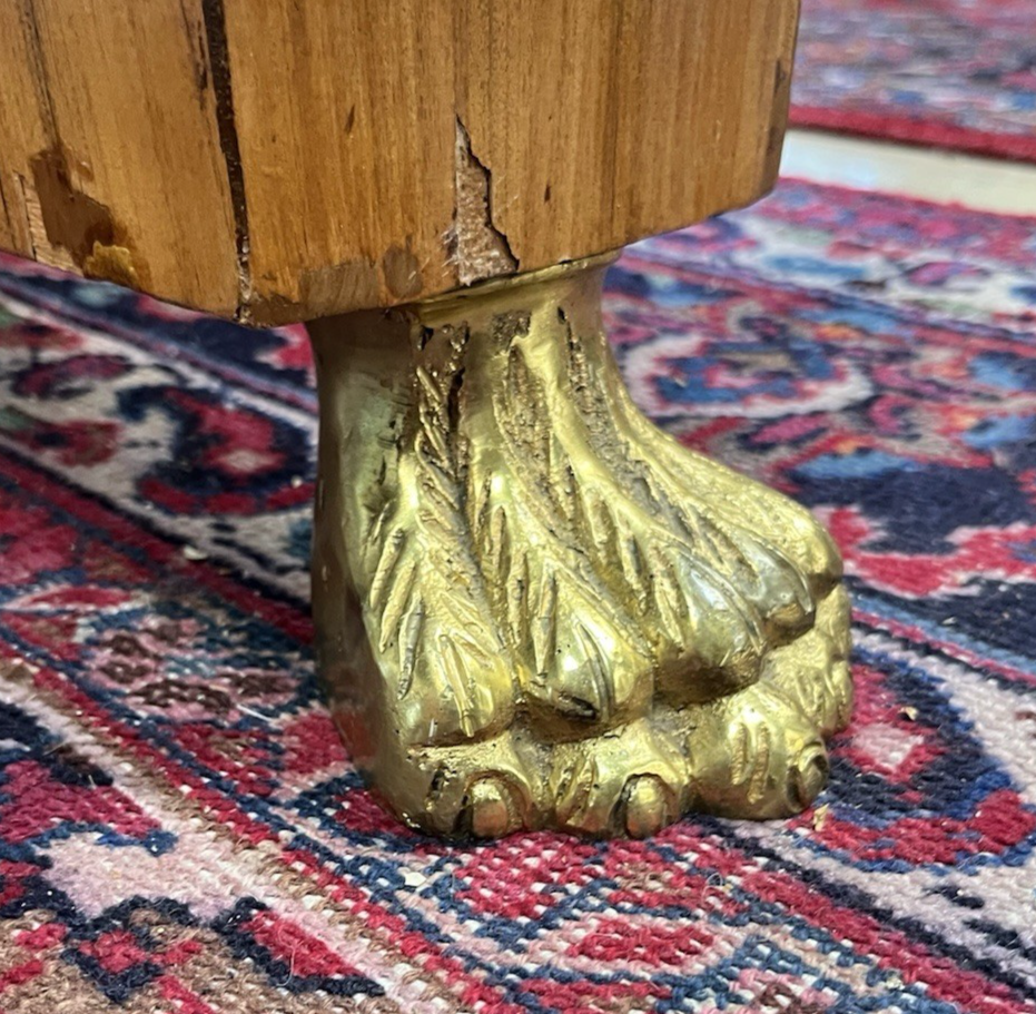 66" LARGE ROUND EMPIRE STYLE FIGURED BURL WALNUT CENTER ENTRYWAY TABLE