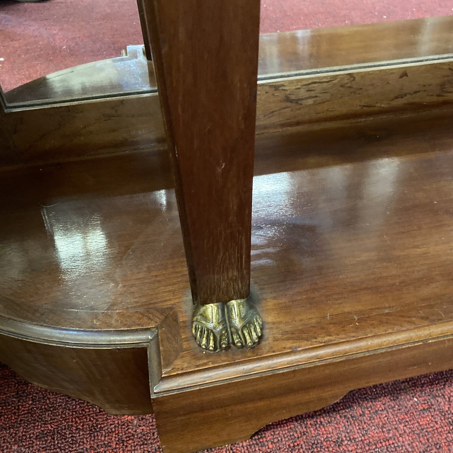 FRENCH MAHOGANY EMPIRE ENTRYWAY CONSOLE TABLE W/ MARBLE TOP