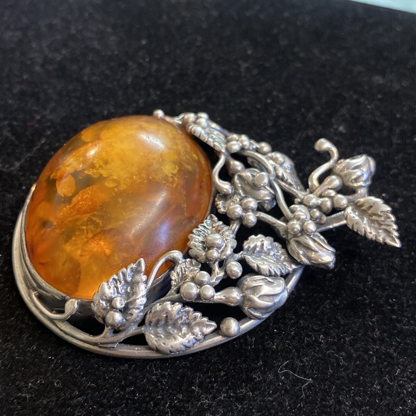 Prehistoric Authentic Baltic Amber & Sterling Silver 3" Pendant Handcrafted 61g