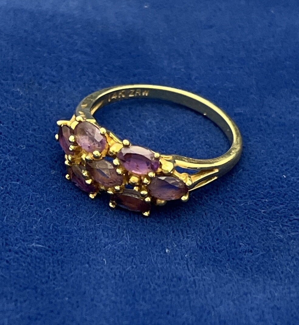 3g 14K Yellow Gold Multi Amethyst Stone Ring Size 6.75 ZRW Jewel America NYC