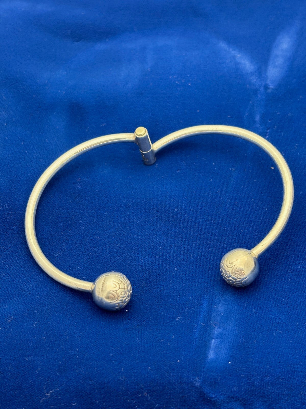 Vintage ATI Mexico Sterling Silver Bypass Ball Hinged Bracelet Marked 925