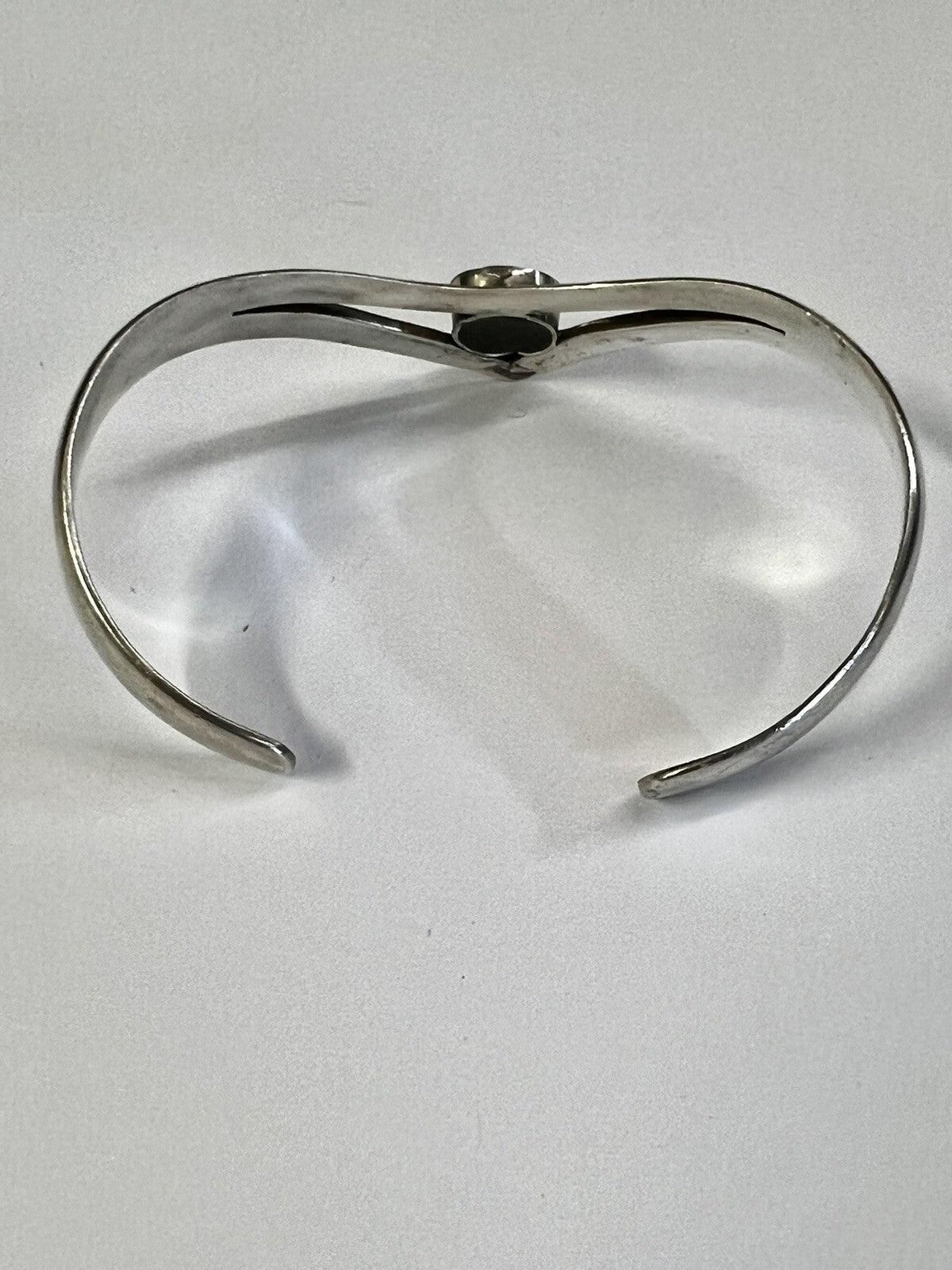 Vintage Sterling Mexico Cuff Bracelet w Onyx TP-25 Modernist Taxco