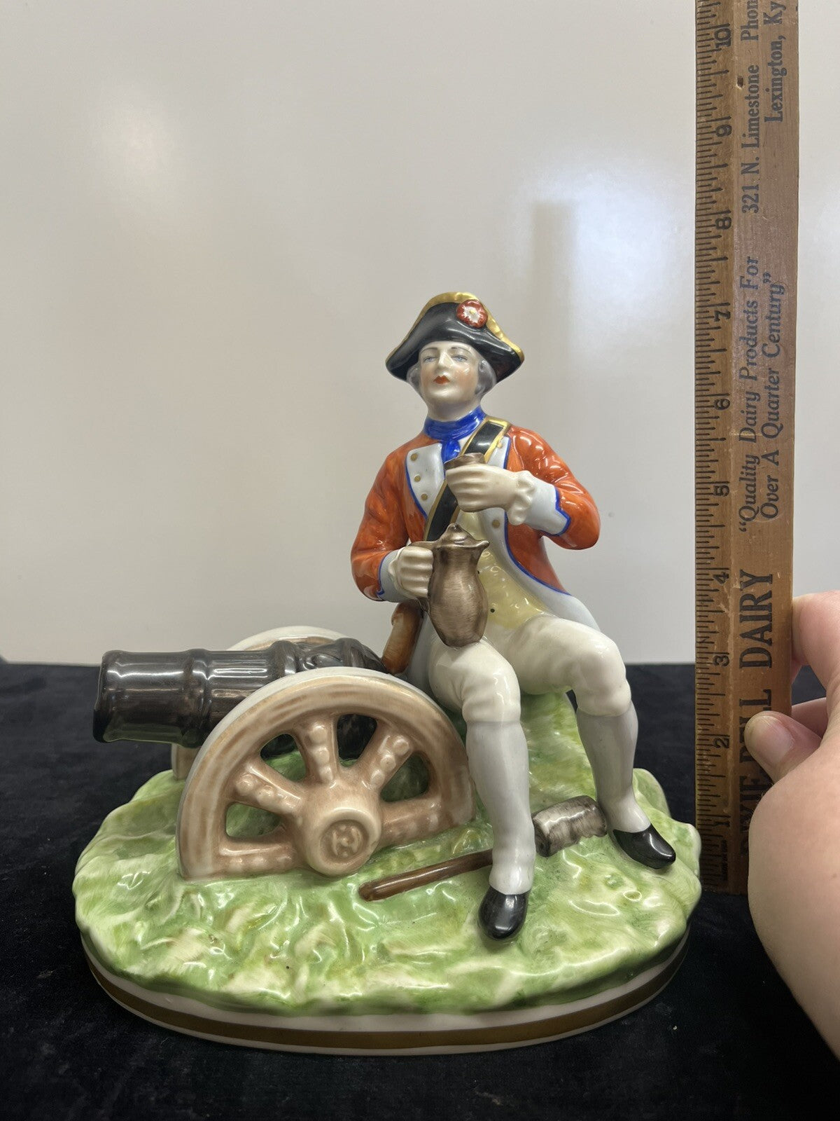 1839 Capodimonte Porcelain Soldier with Cannon 7.5" Tall