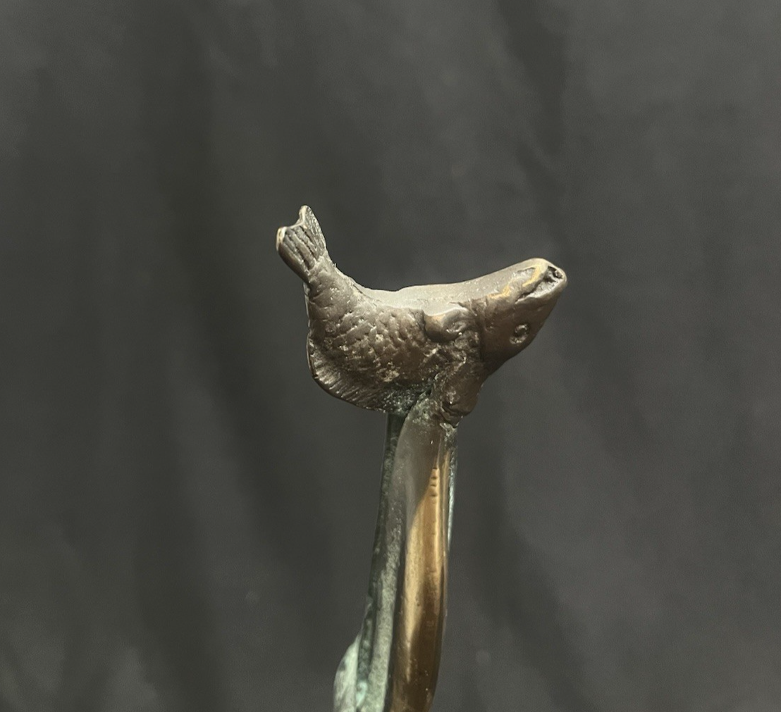 SPI Home Gallery Bronze Pelican Eating Fish Sculpture w/ Marble Base 15" PB2