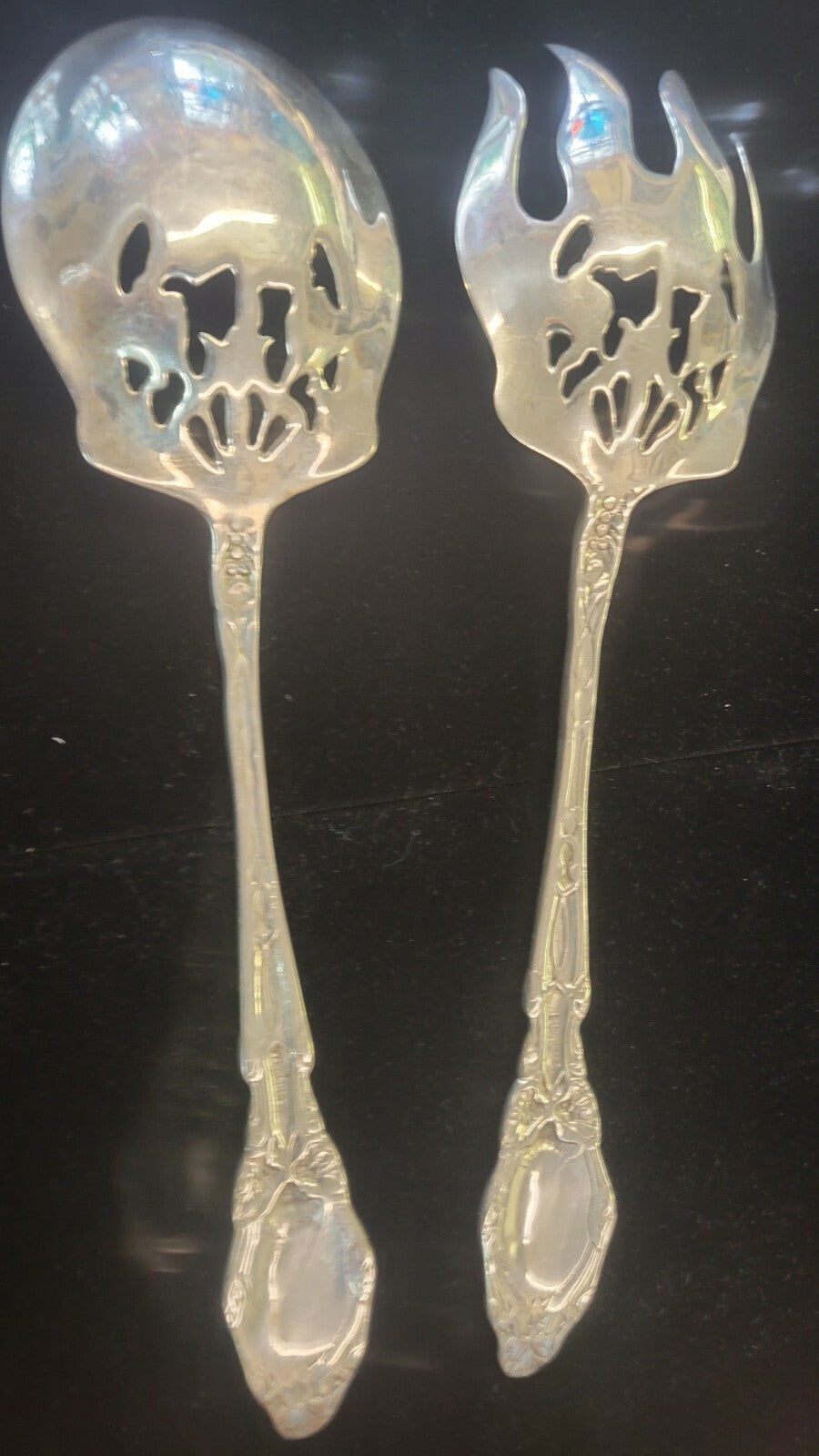 Gorham Virginiana Solid Lg 10" Salad Serving Set 1905 Pierced NM Rare Find