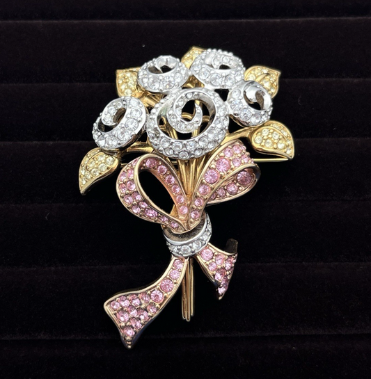 Swarovski Crystal Flower Bouquet Compassion Brooch Pin Retired JP 98