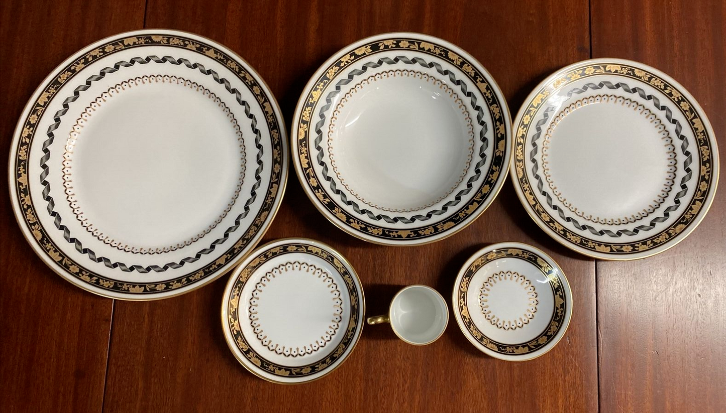 Richard Ginori Pincio Blak Black Place Setting Dish Set Of 6