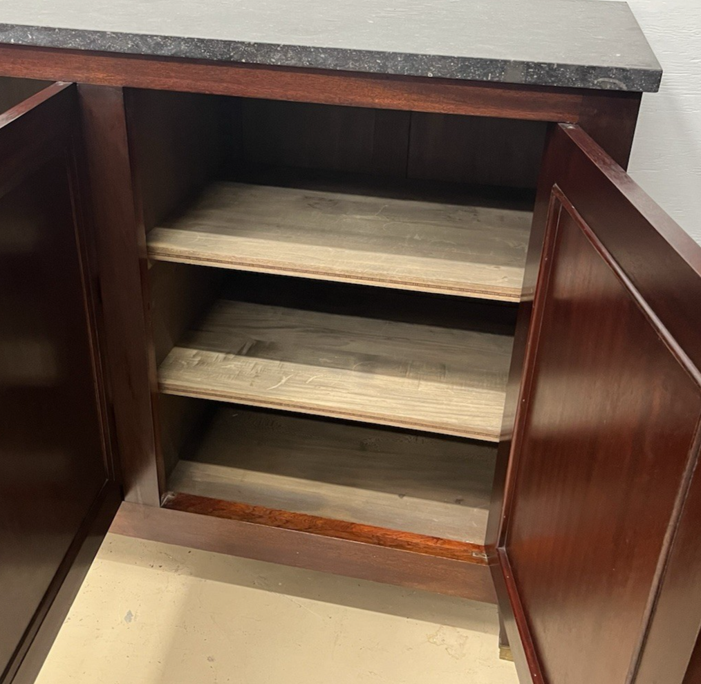 ANTIQUE FRENCH LOUIS XVI MARBLE TOP MAHOGANY SIDEBOARD ENFILADE CHEST 79" WIDE