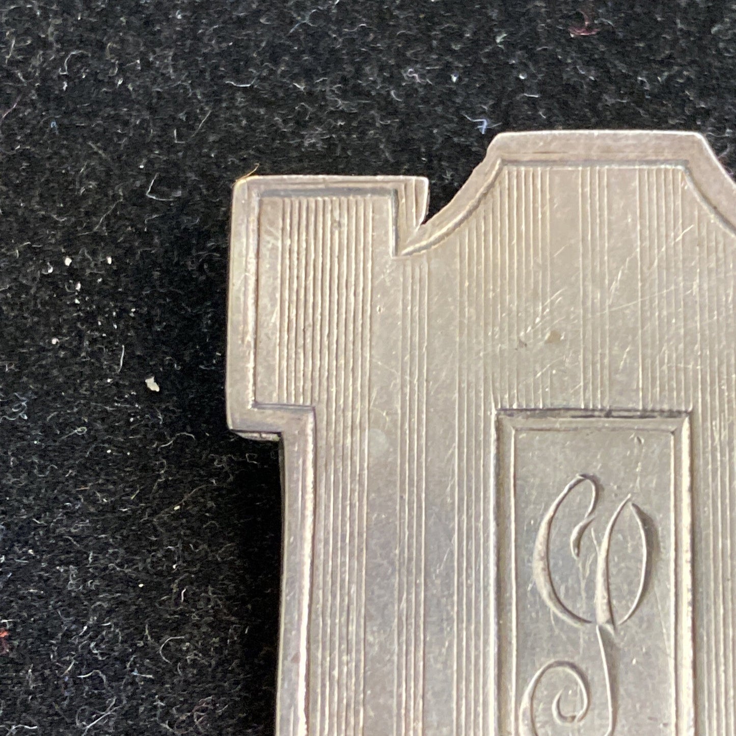 Art Deco 1920's Sterling Silver Shield Pin Monogrammed Pat Pending