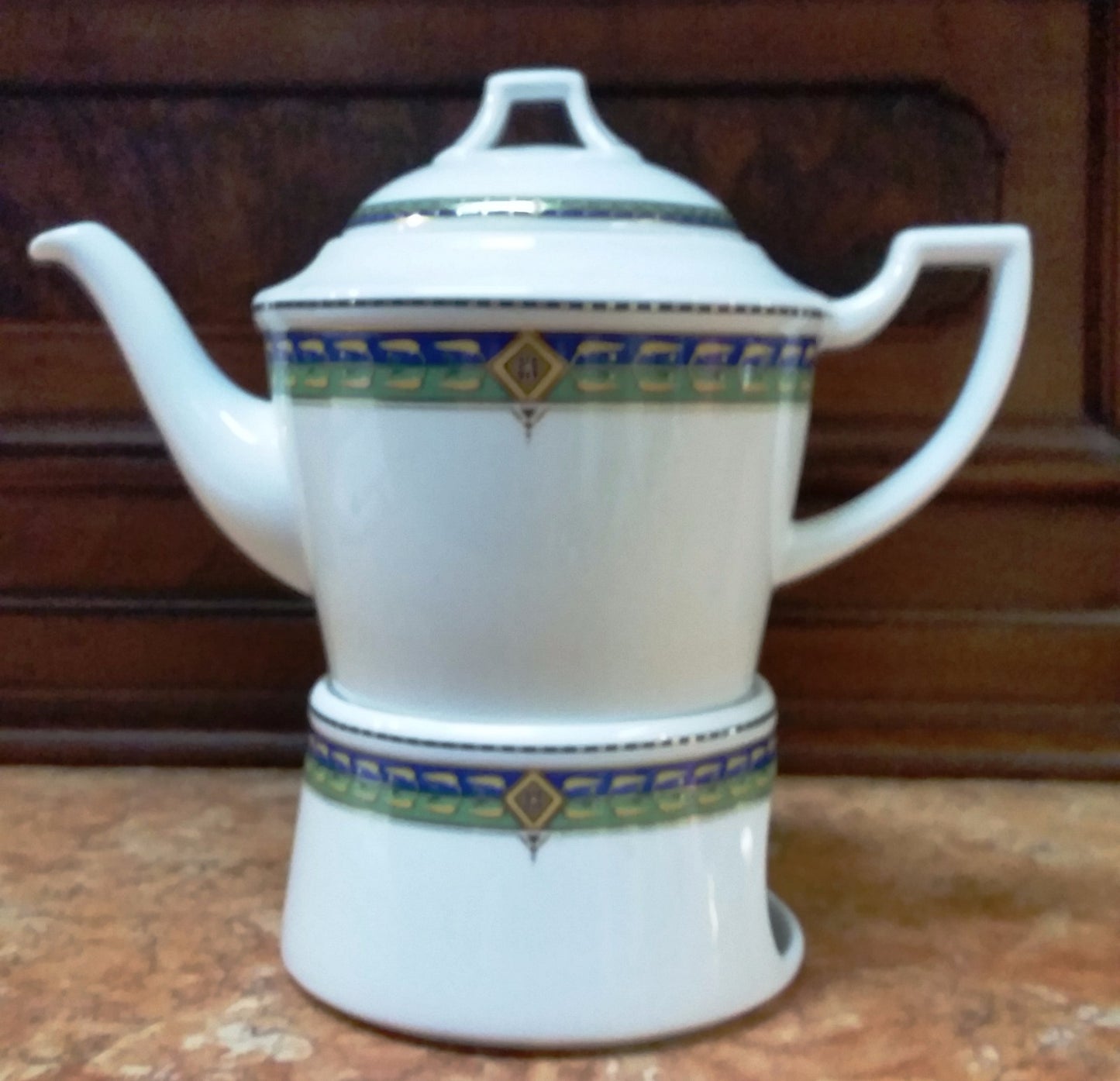 Vintage German Kaiser  4 pc China Medea Pattern Teapot & Warmer NICE