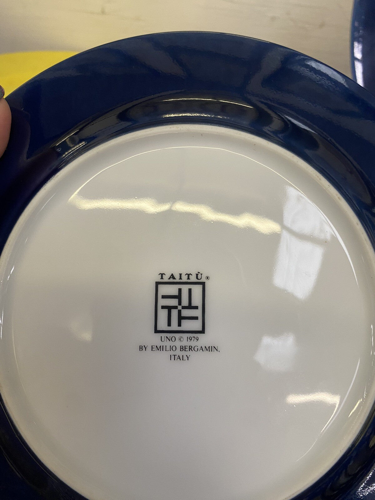 Set of 4 Taitu Uno Blue Salad Plates 7 5/8" by Emilio Bergamin Italy