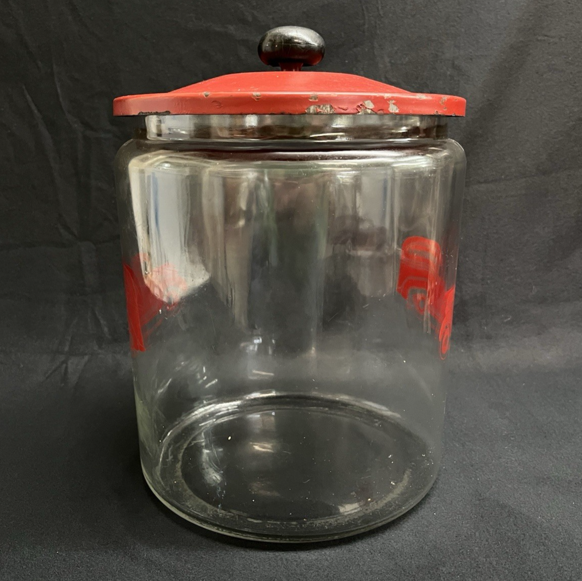 Vintage Gordon’s Foods Large Glass Snack Jar With Original Metal Lid 1940s