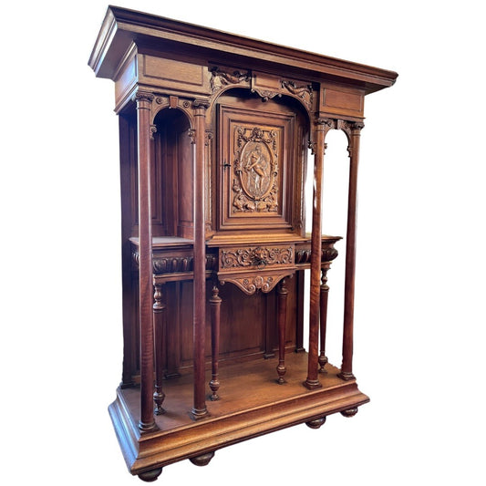 ANTIQUE FRENCH WALNUT WINE OR LIQUOR CABINET 58"H x46"W CREDENCE CHEST