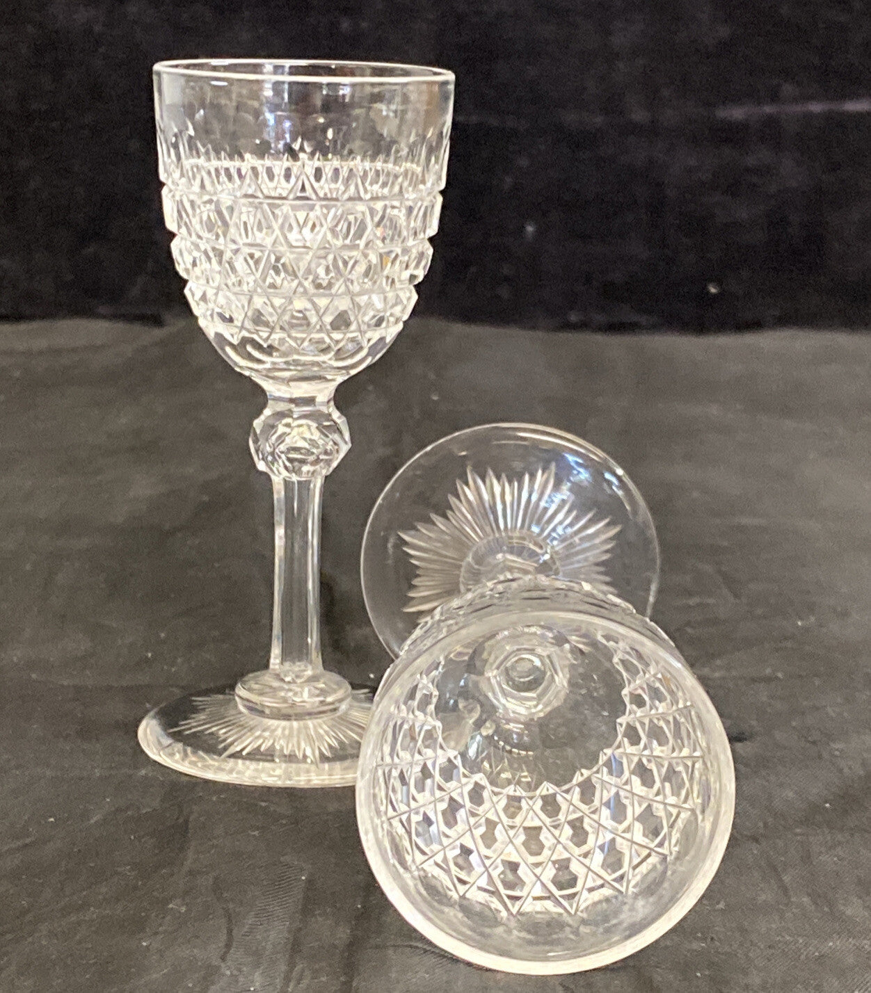 1 Stem Of Dorflinger Diamond Hob 4"Cordial Cut Glass From 1875 1 3/4"  W