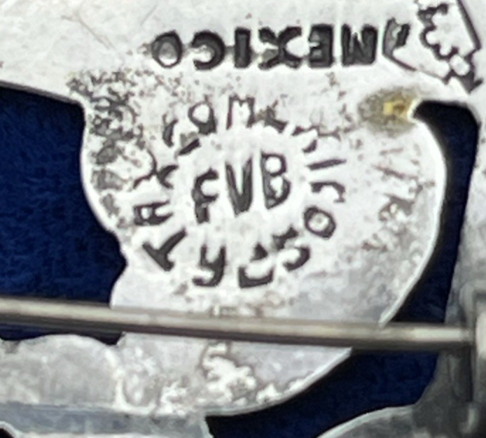 Vintage Handmade Sterling Silver (.925) Taxco Man is Hat & Cactus Brooch 2.8g