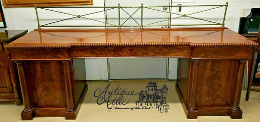 Antique English Mahogany Empire Server Buffet Sideboard Wine Cellarette 103"
