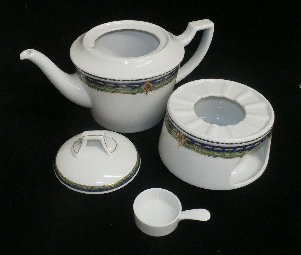 Vintage German Kaiser  4 pc China Medea Pattern Teapot & Warmer NICE
