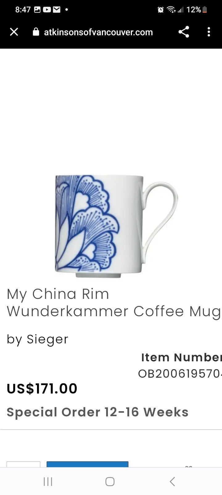 Sieger Furstenberg Wunderkammer Blue White 6 pc Retail $840 Rare Germany