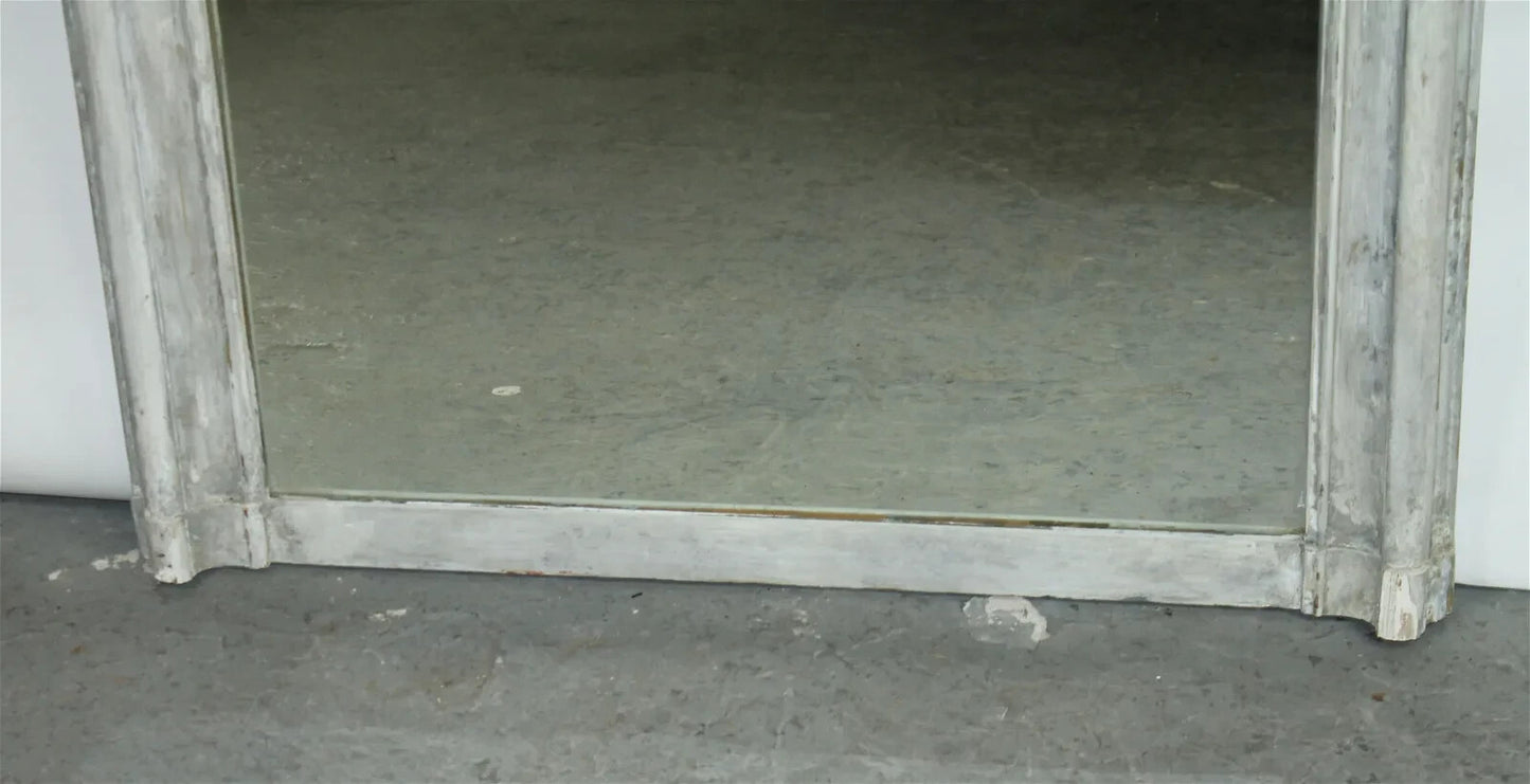 Painted Antique French Louis XV Rococo Style Floor Entryway Mirror 58" x 35"