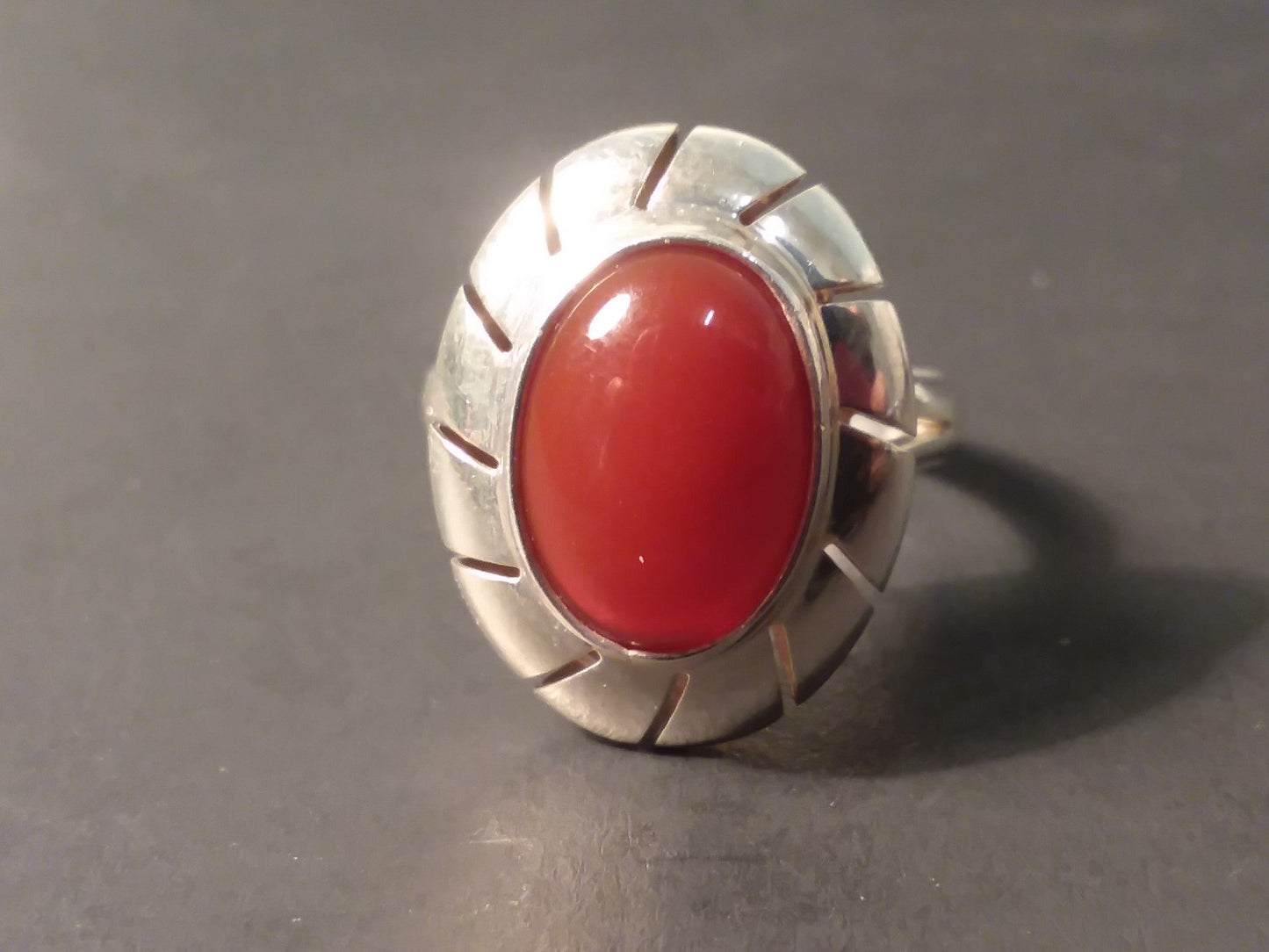 Red Carnelian  Sterling Silver Ring Mexico CII Sz 9.75 5.6g