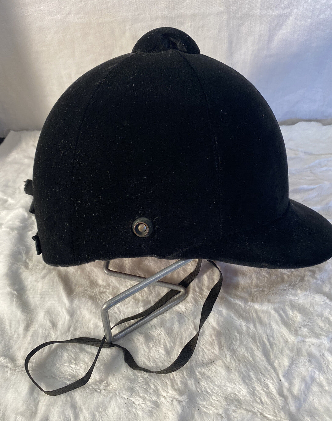 Beaufort Equestrian Hunt Cap Black Velour Horse Riding Helmet Vintage England
